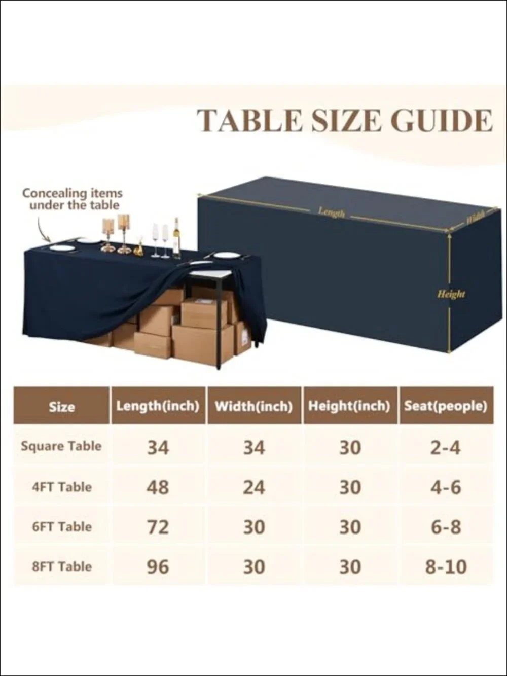 Fitted Tablecloth for 6 Foot Rectangle Table 72x30 Polyester Waterproof
